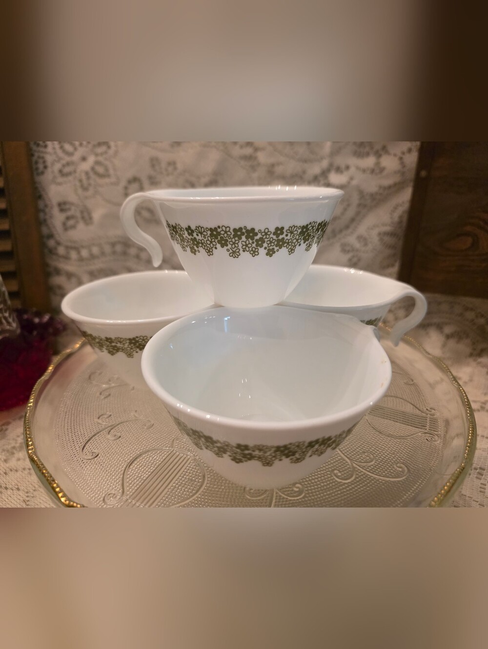 Vintage Rare Crazy Daisy Coffee Mugs With Hook Handles Set Of 4 (1970)